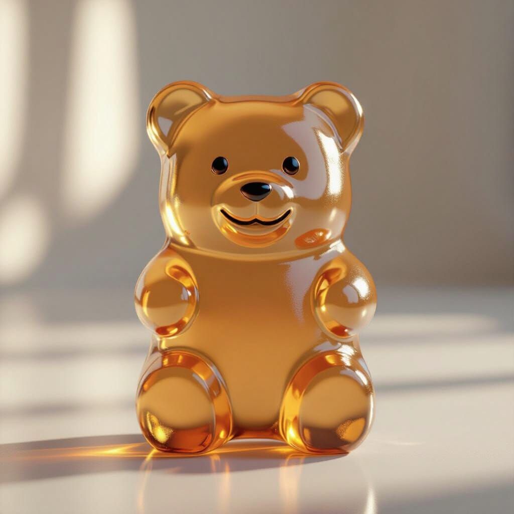 Shiny Transparent Gummy Bear with Subtle Uncute Face