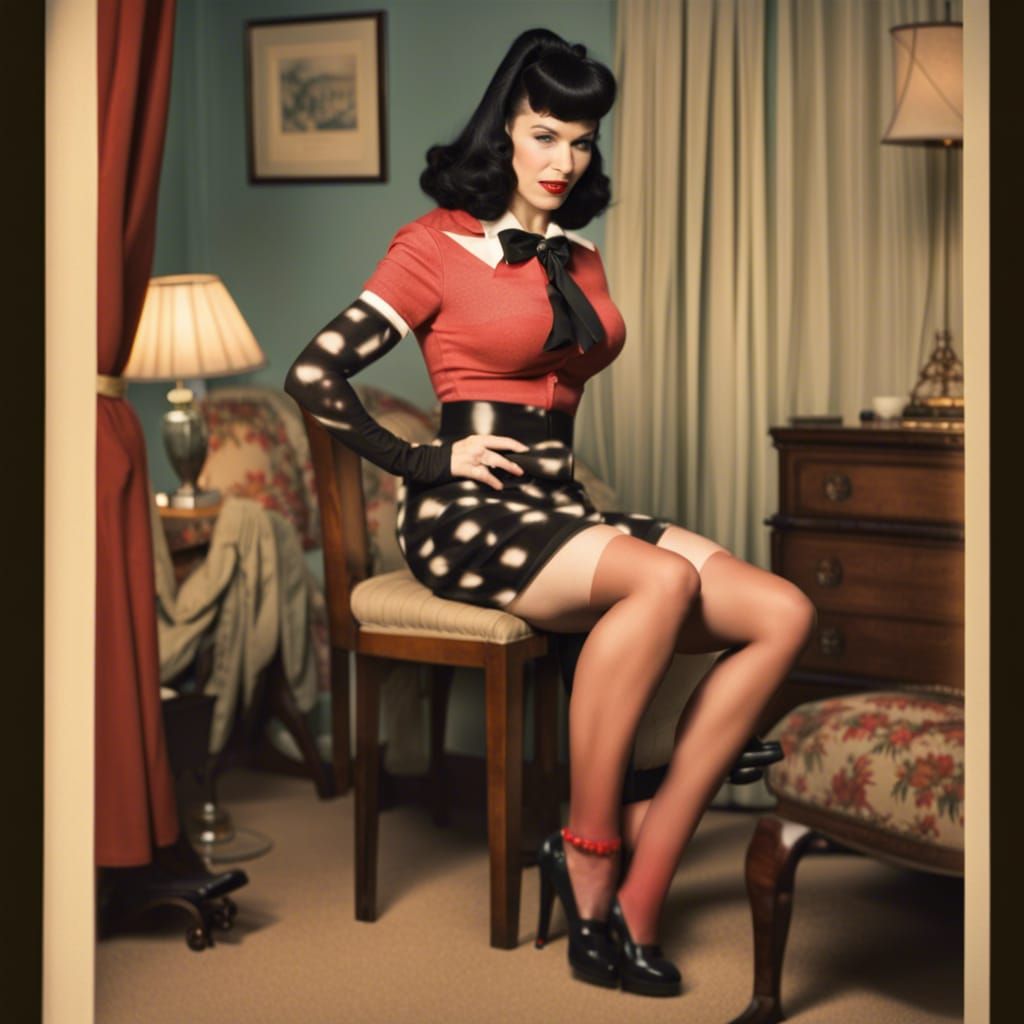 Crossdresser Channels Bettie Page in Stockings