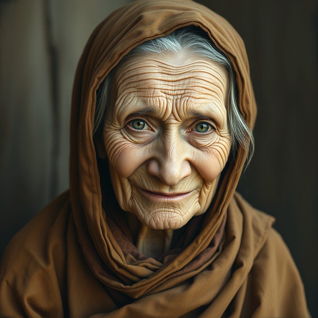 Warm Smile: Elderly Woman in Impressionist Style