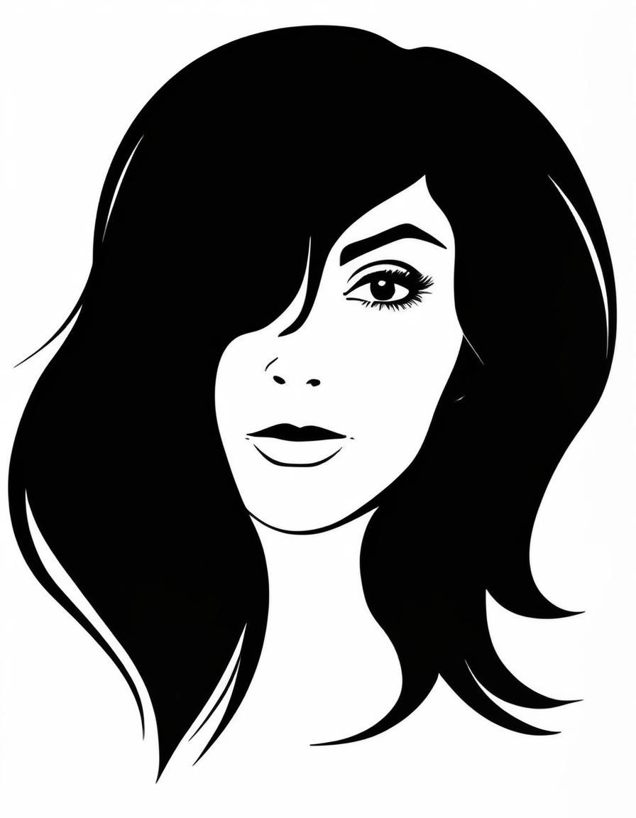 Monochrome Vector Art Portrait of Beautiful Woman