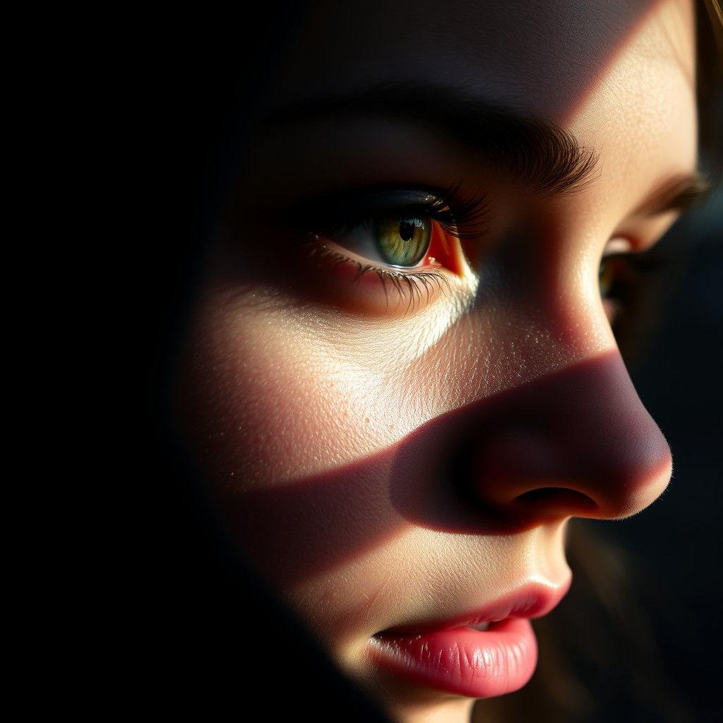 Shadowy Figure Portrait Reflecting Sky