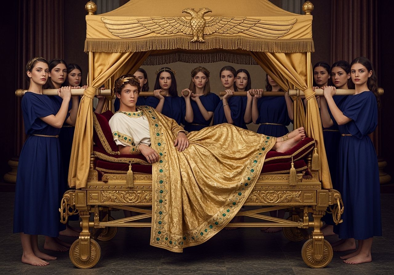 Opulent Roman Emperor on Imperial Litter