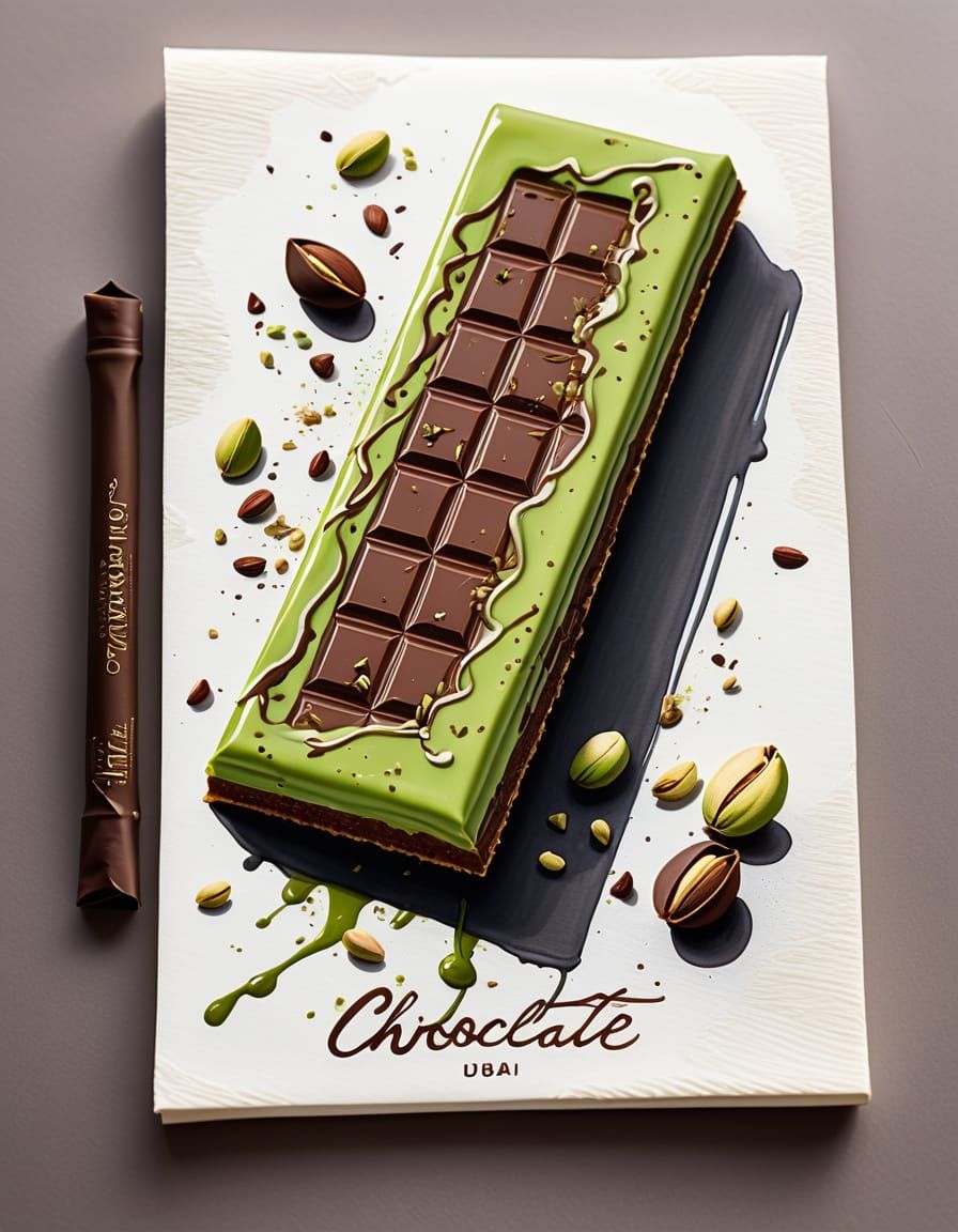 Whimsical Chocolate Bar in Line and Wash Drawing