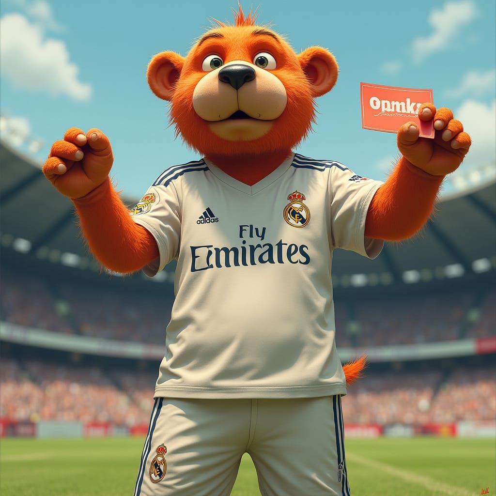 Hyperrealistic Gorilla Referee Wields Red Card