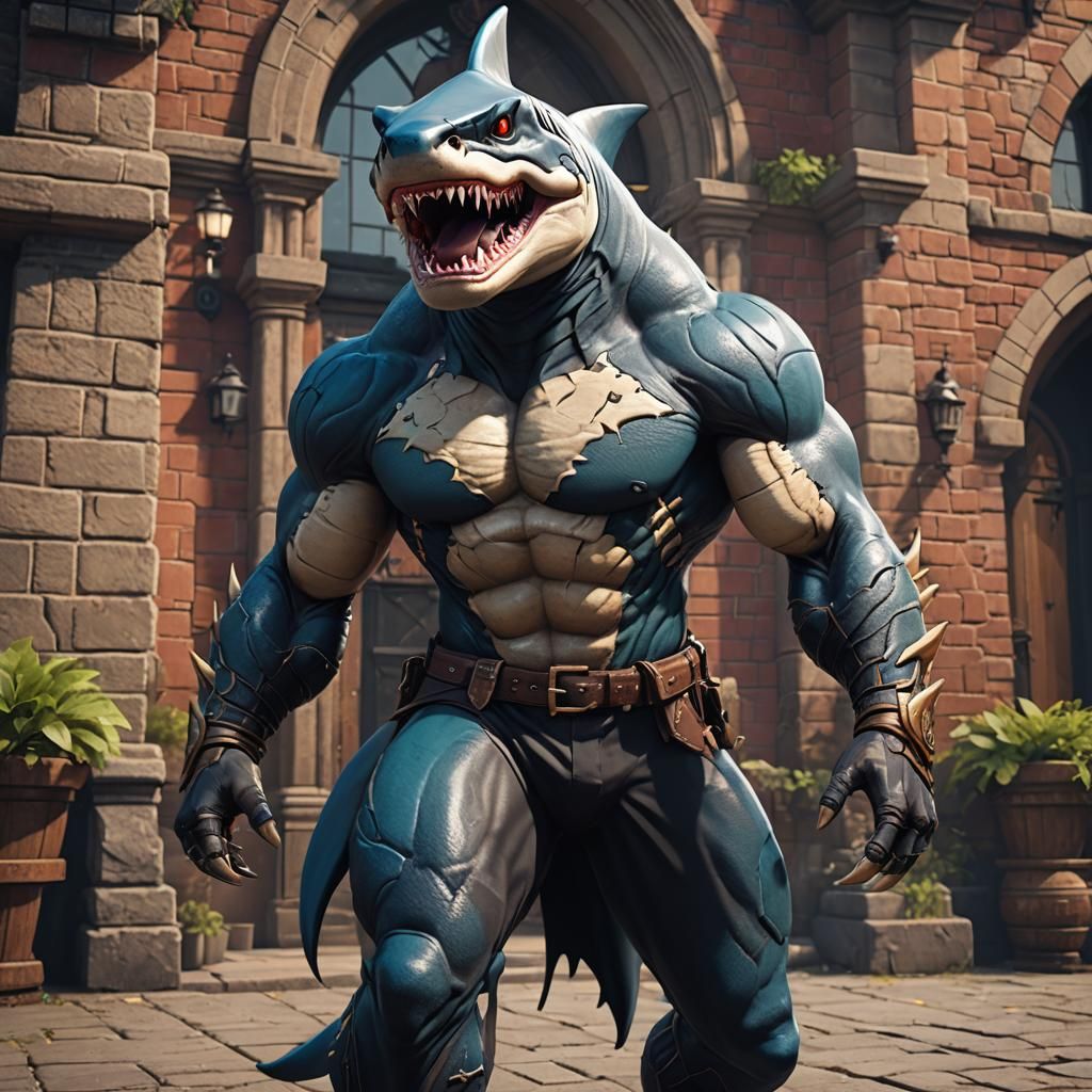 Victorian Gothic Shark-Cobra Hybrid in Vibrant 3D