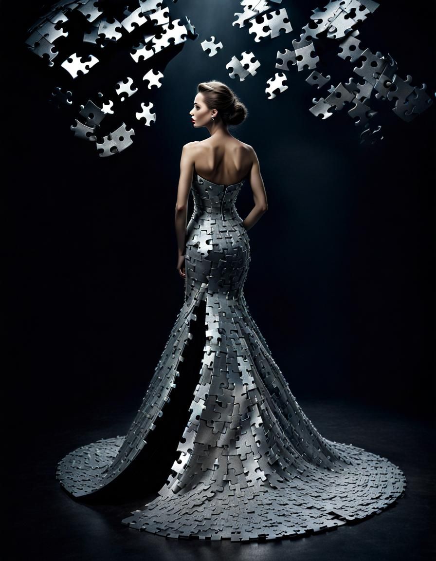 Jigsaw Puzzle Woman in Silver Dress