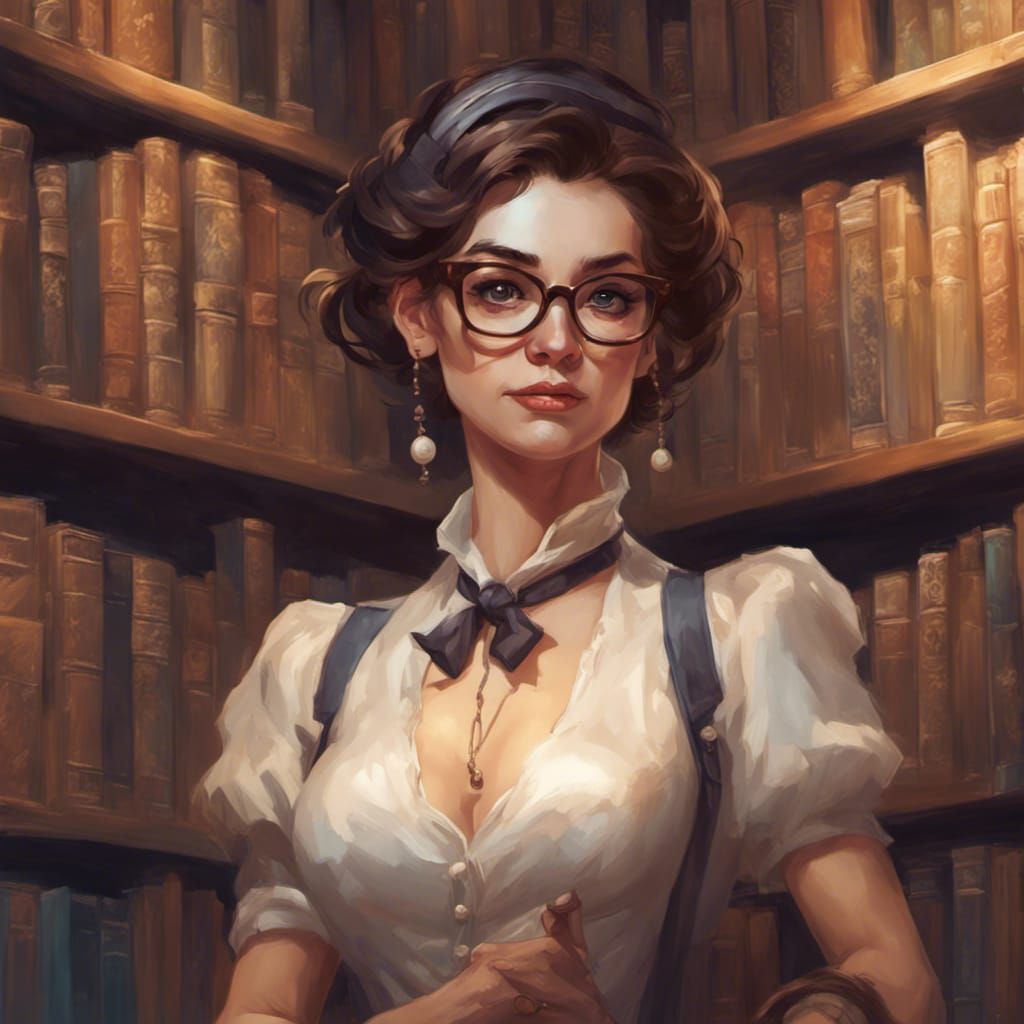 Librarian Portrait in Fantasy Art Style