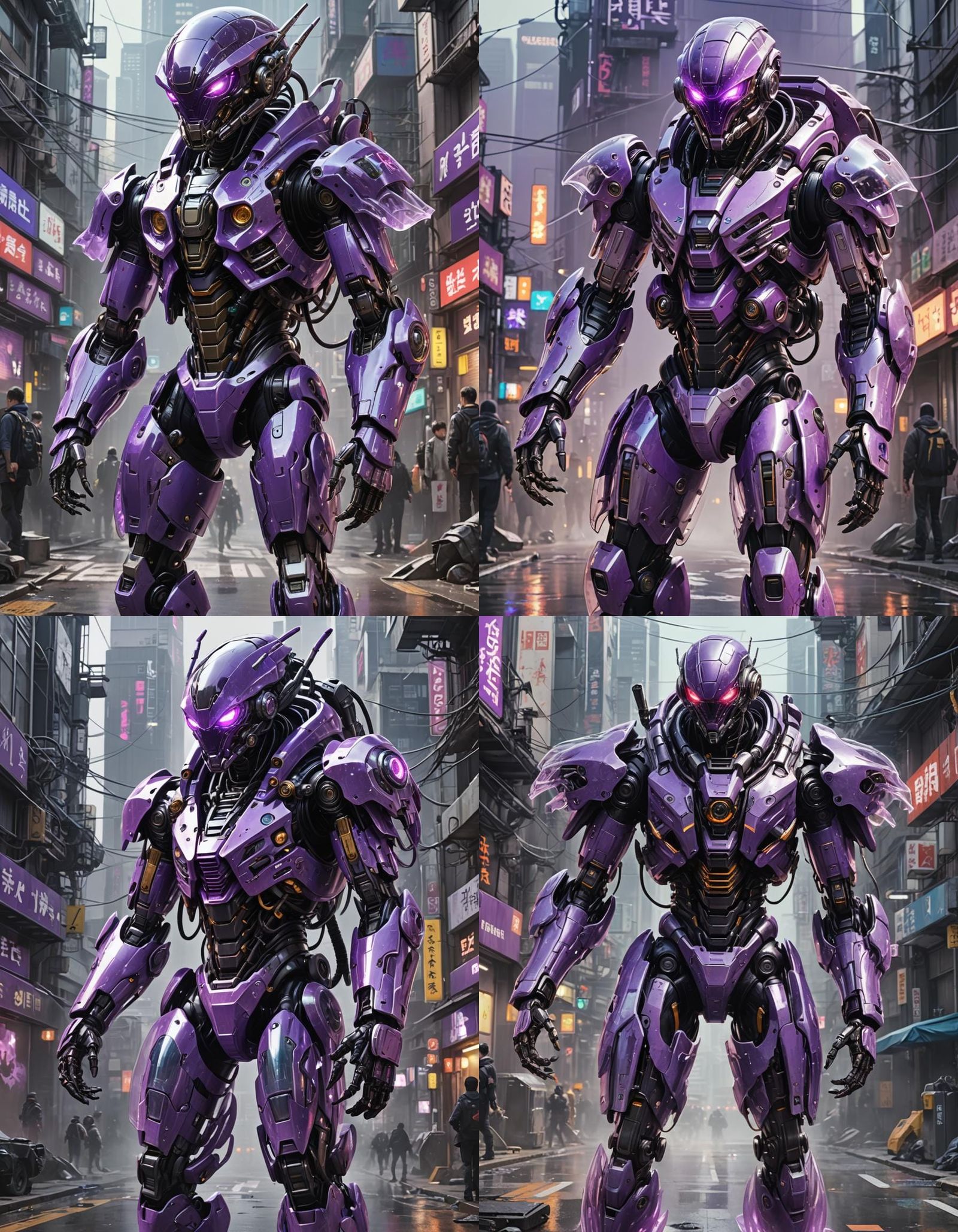 Alien in Translucent Mech Suit, Cyberpunk Art