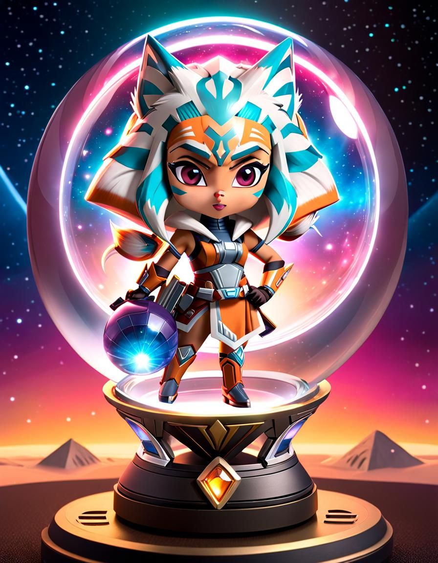 Cute Chibi Ahsoka with Universe in Crystal Ball