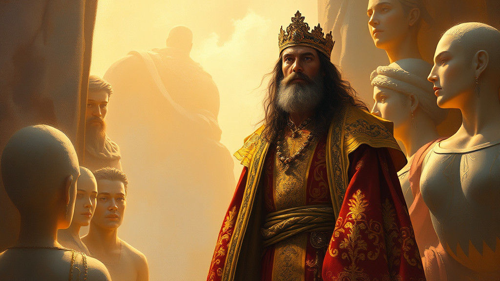 Regal Figure in Sun-Drenched, Classic Oil Painting Style