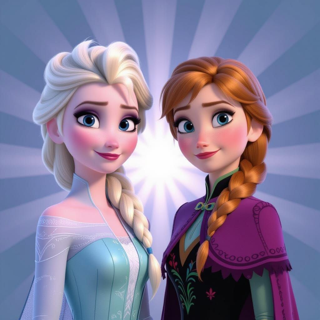 Elsa and Anna in Pixar Style