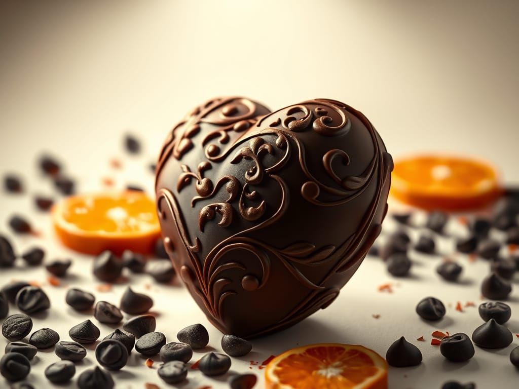 Velvety Chocolate Heart in Opulent Settings