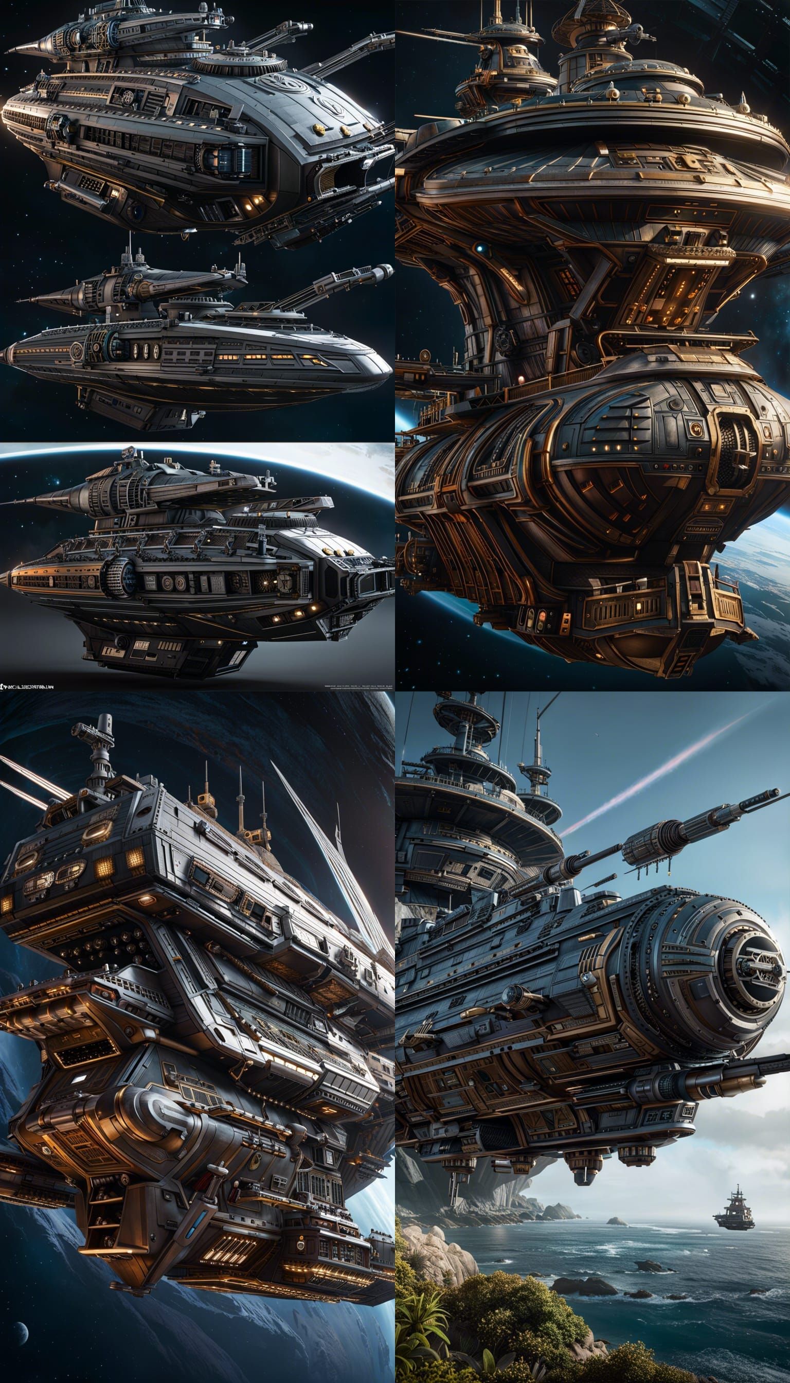 Corellian Frigate Pirate Ship in Space, Hyperrealistic Conce...