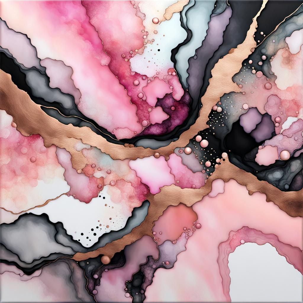 Alcohol Ink Abstract Art in Pastel Pink