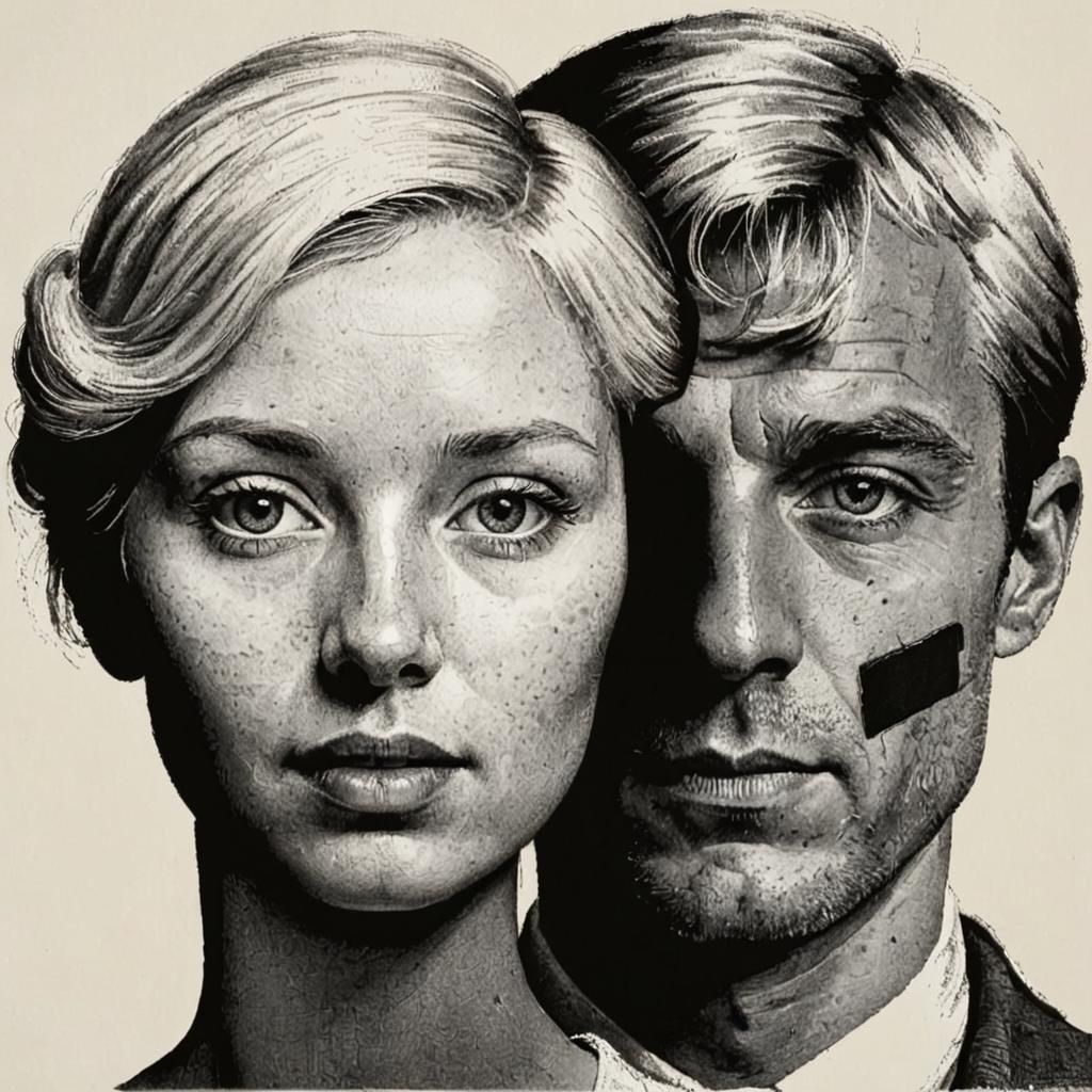 Classical Portrait of Blond Man and Woman