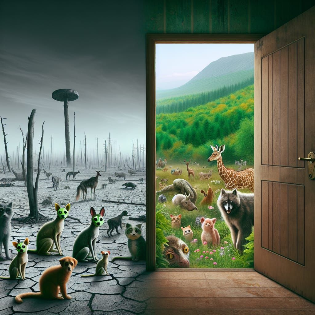 Wasteland Doorway to a Green Forest