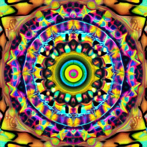 Psychedelic Mandala Art: Colorful Geometric Design