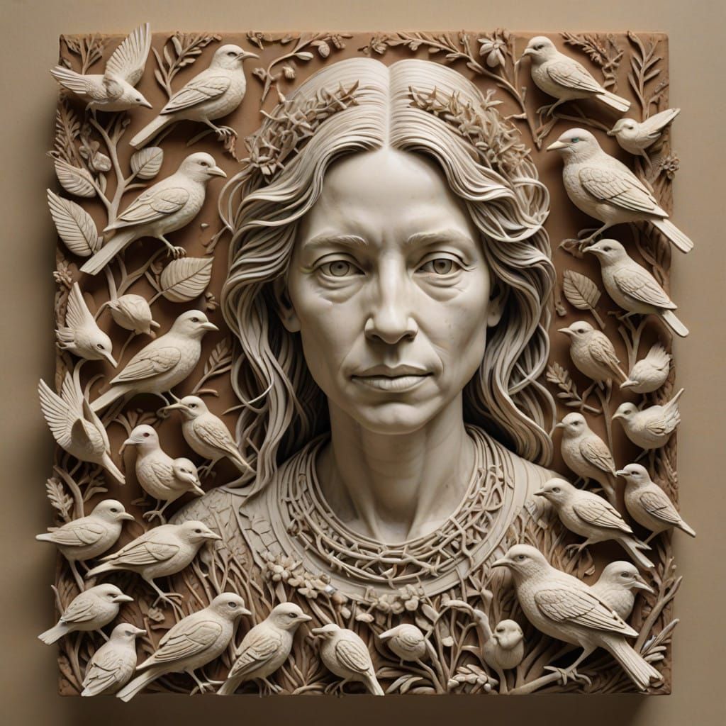 Earthy Clay Village Scene in Folk Art Style