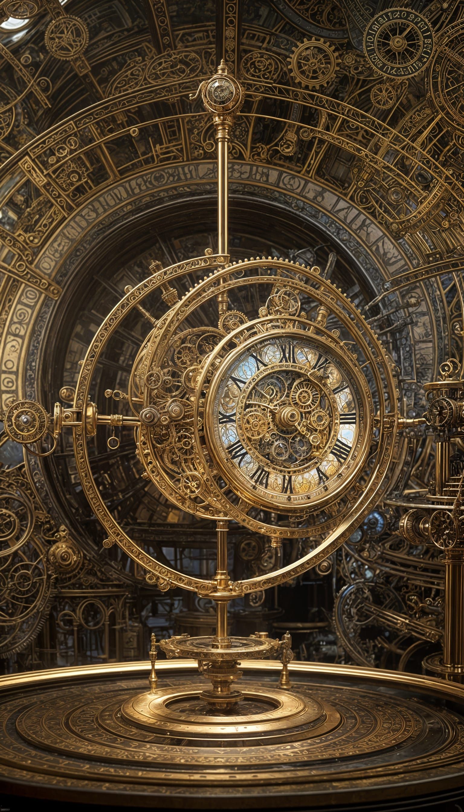 Clockpunk Orrery: Time as a Spiral in Steampunk Style
