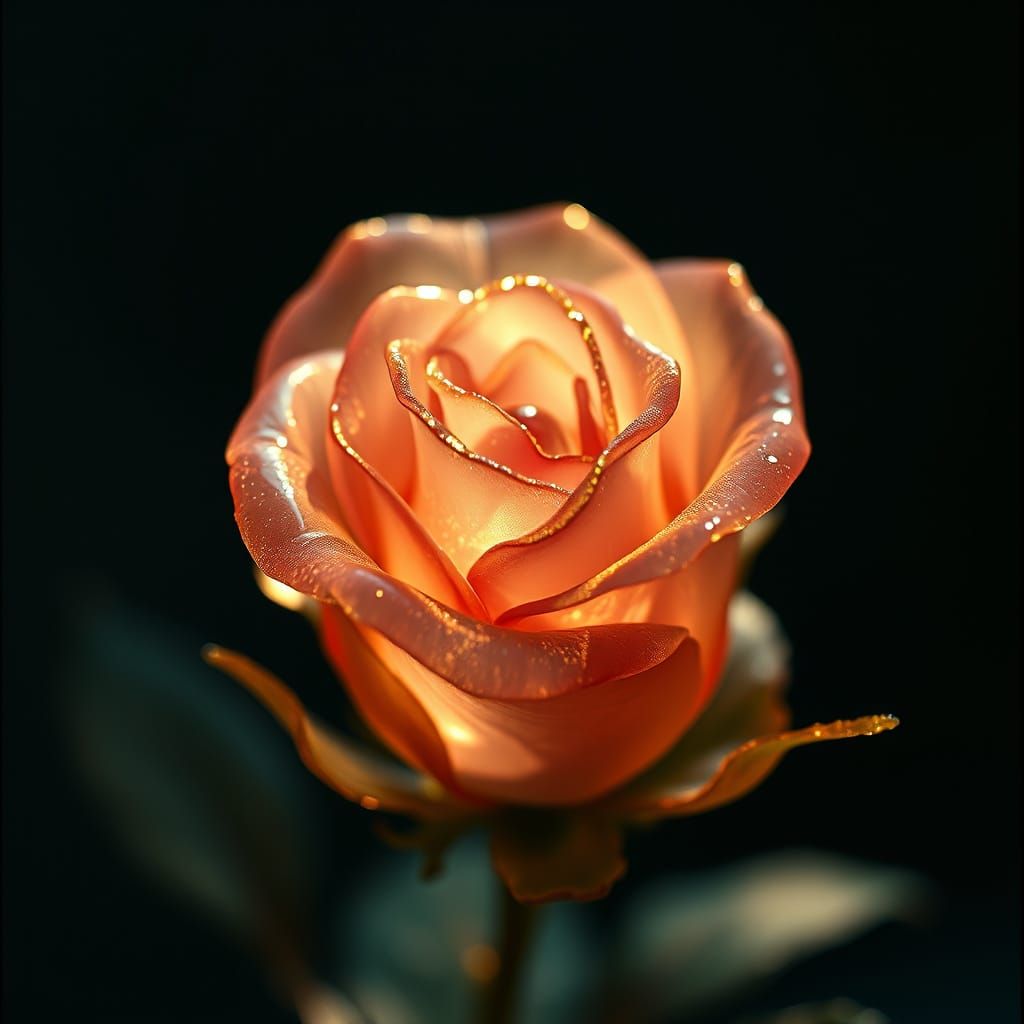 Glass Rose in Warm Golden Light