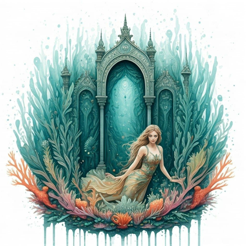 Underwater City in Watercolour Style