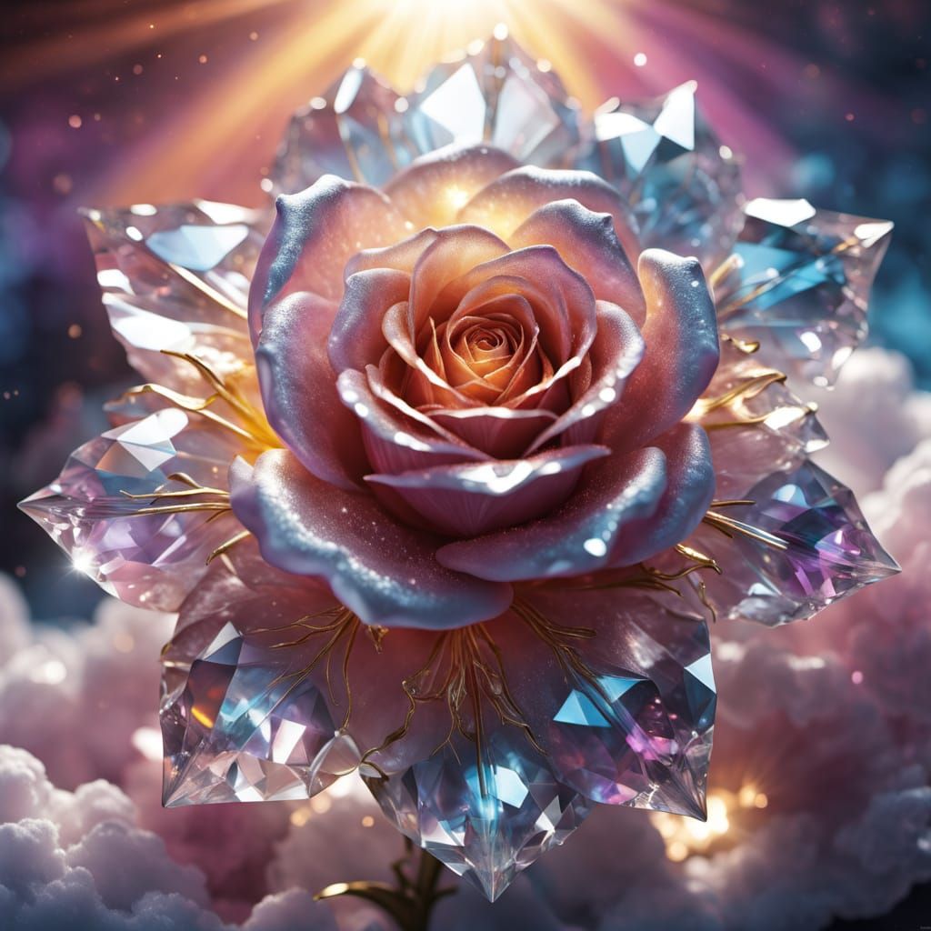 Crystal Rose in Celestial Glow
