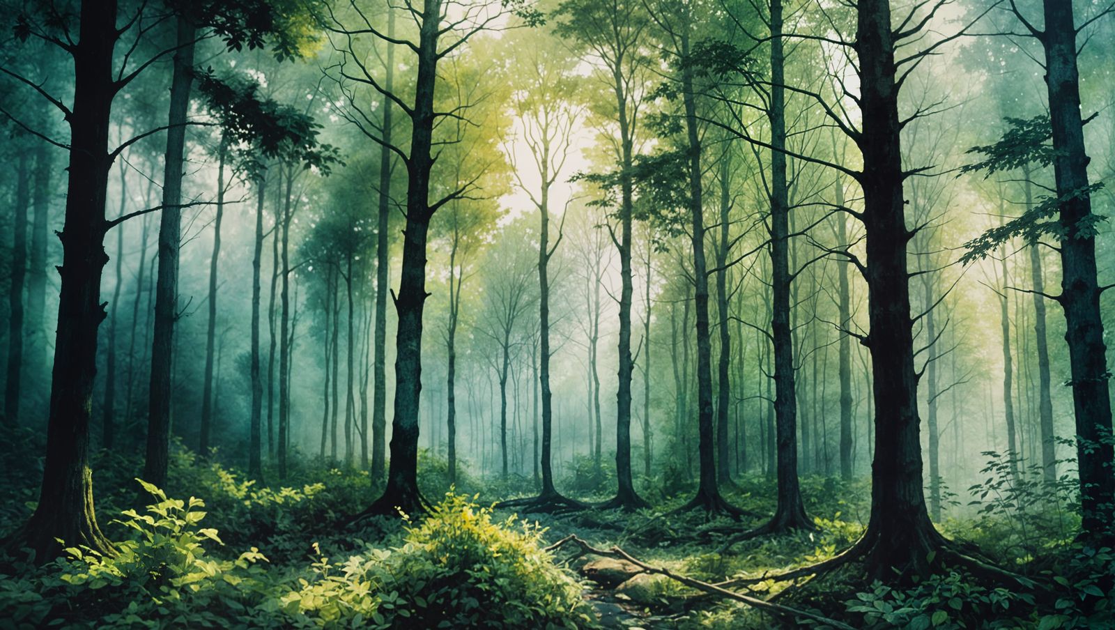 Whispering Woods: A Watercolor and Oil Mist Painting