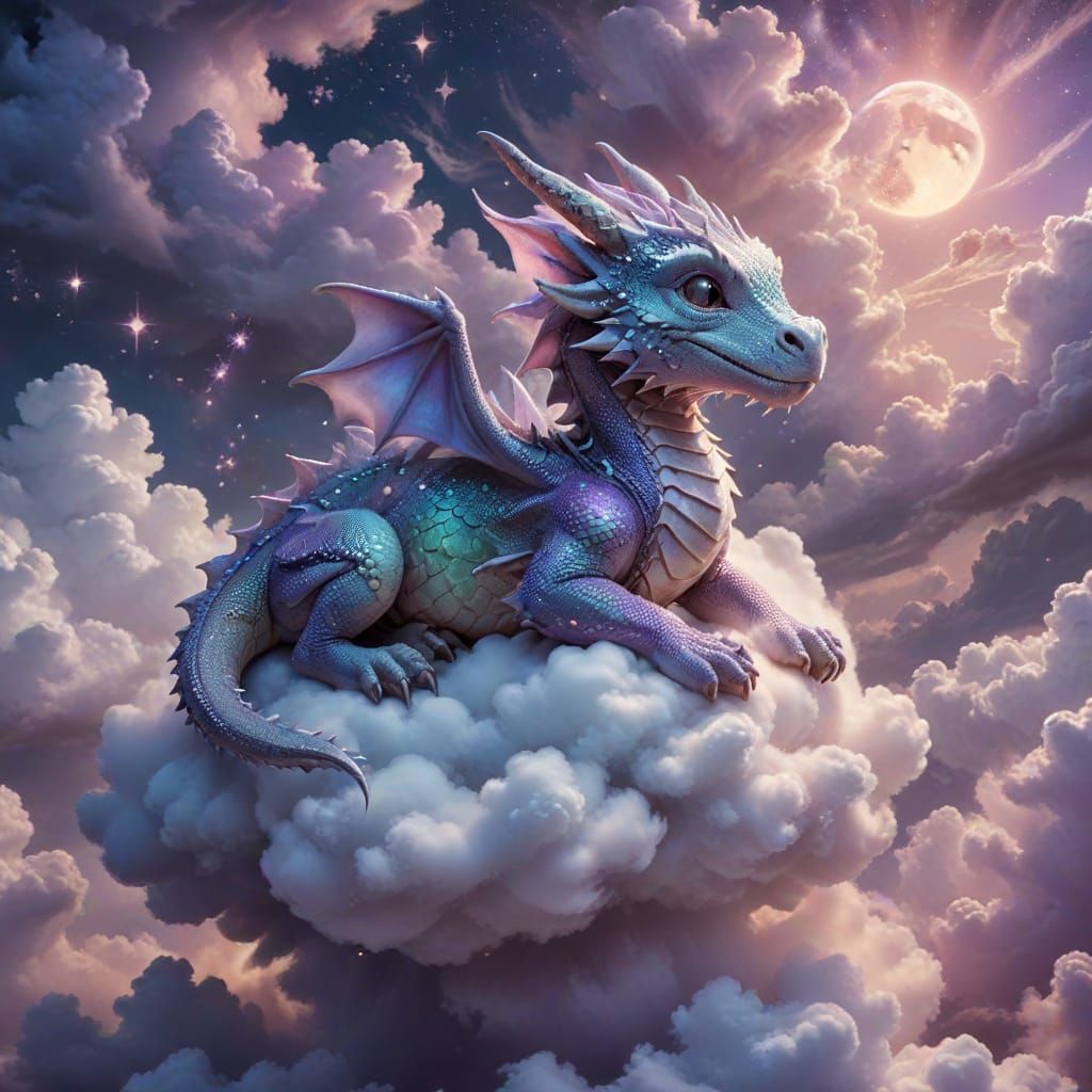 Surreal Dreamcatcher Scene Depicts Young Dragon at Twilight