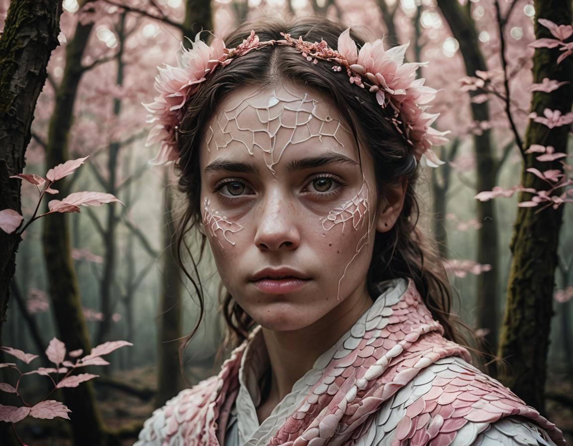 Ethereal Forest Portrait in Pink and White