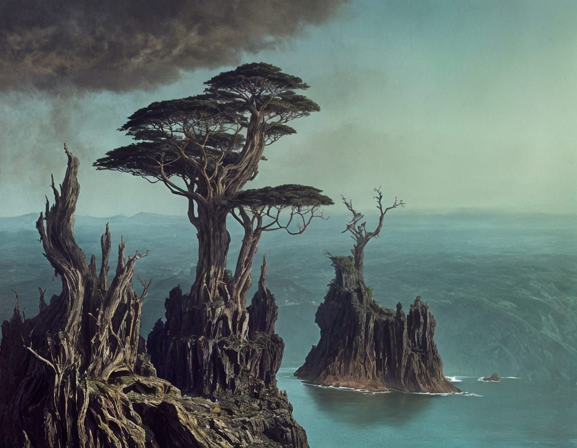 Surreal Seascape Inspired by Giger and Beksinski