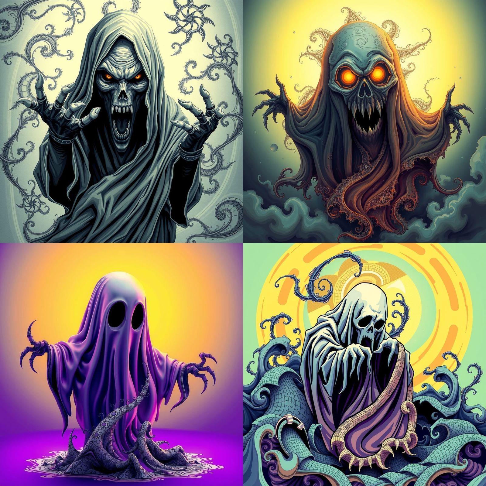 Clipart spooky ghost acting scary abstract vector fractal, w...