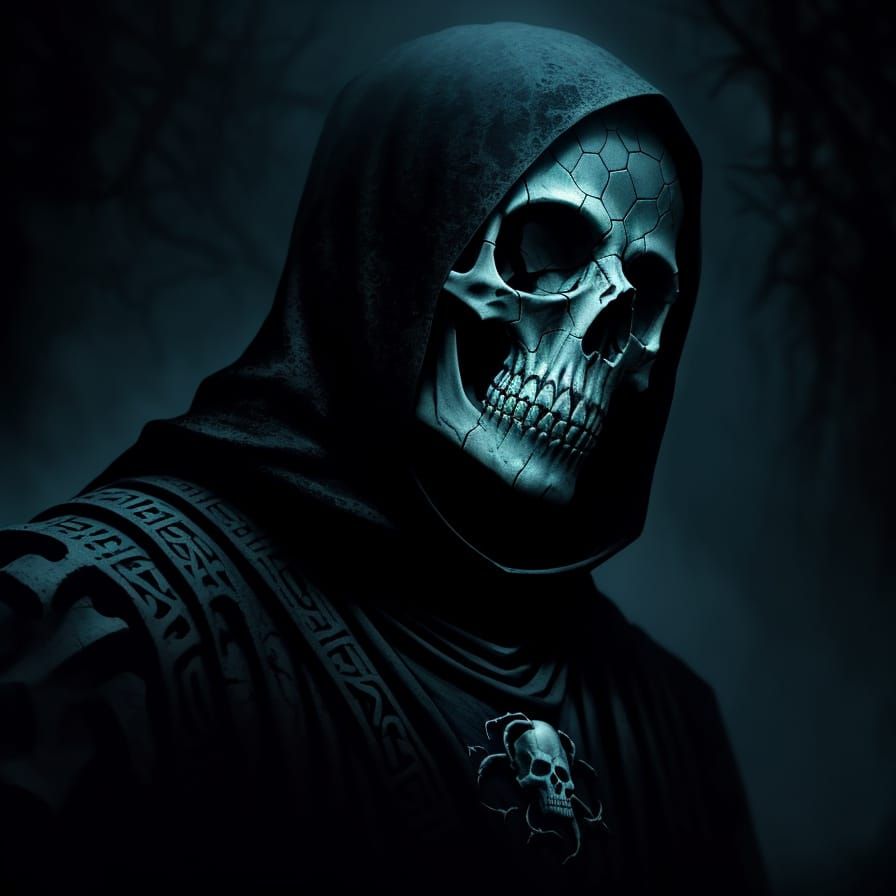 Gothic Skull Wrapped in Runic Chains