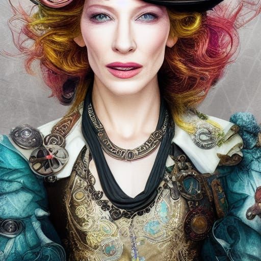 Cate Blanchett as Steampunk Mad Hatter Character Art