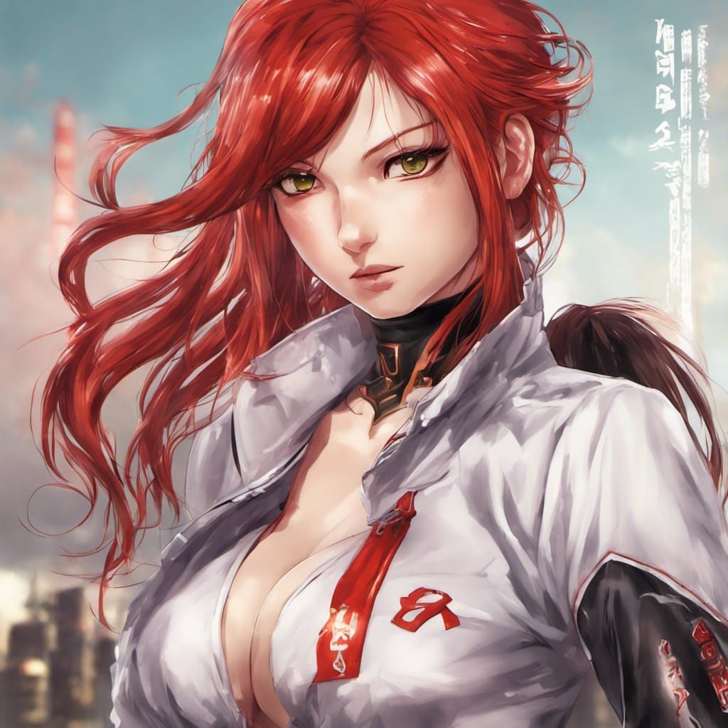 Red-Haired Tekken Fighter in Anime Style