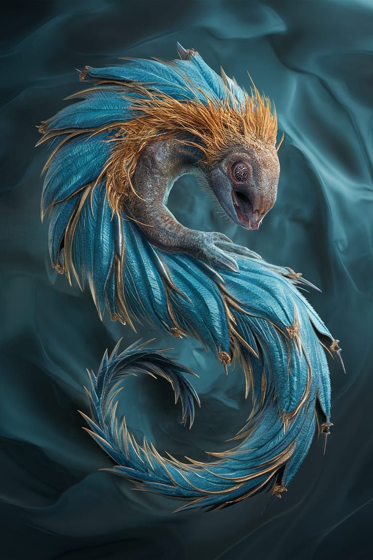 Diaphanous Colugo with Lacewing Wings in Symphonic Blues