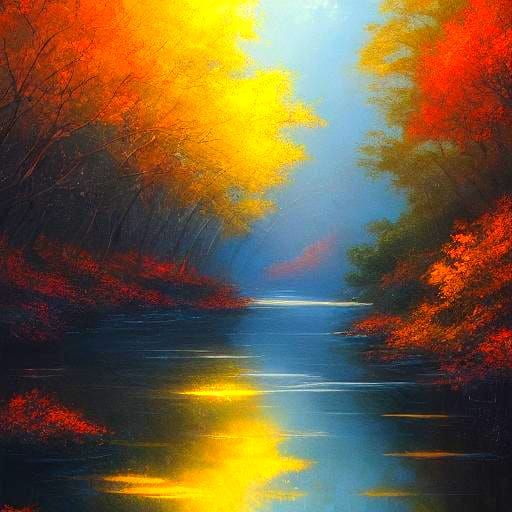 Autumn River Reflection in India: Grimmer Style