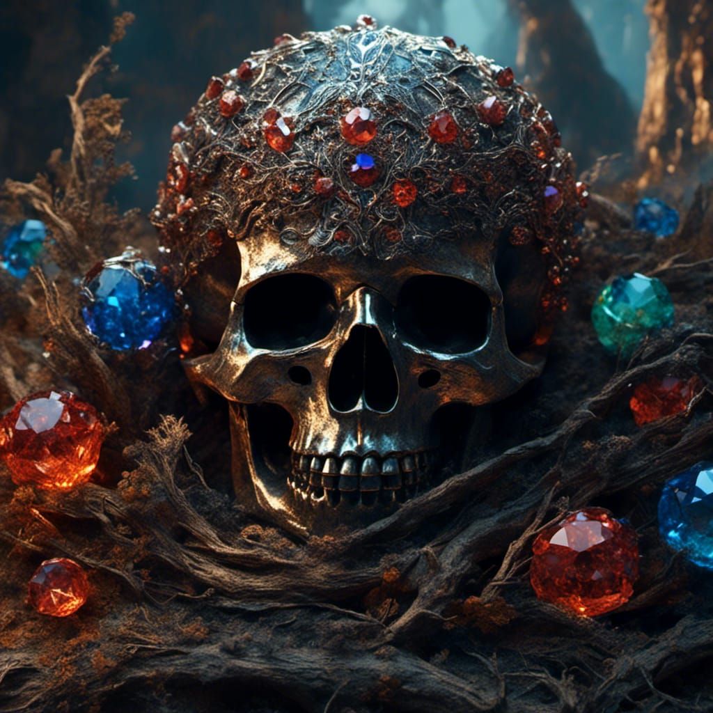 Detailed Crystal Skull Digital Art