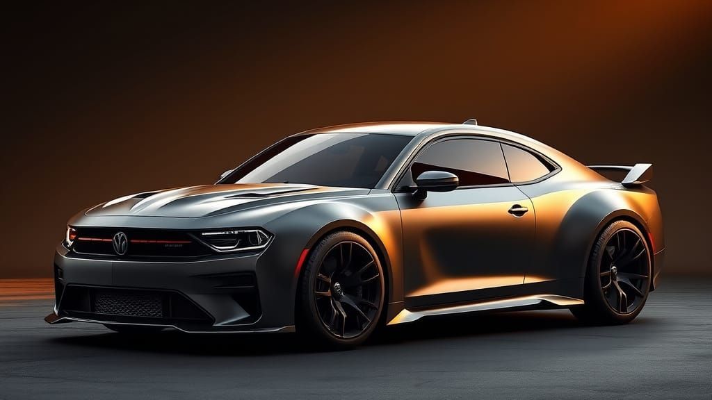 Sleek Titanium Gray Concept Car in Futuristic Grandeur