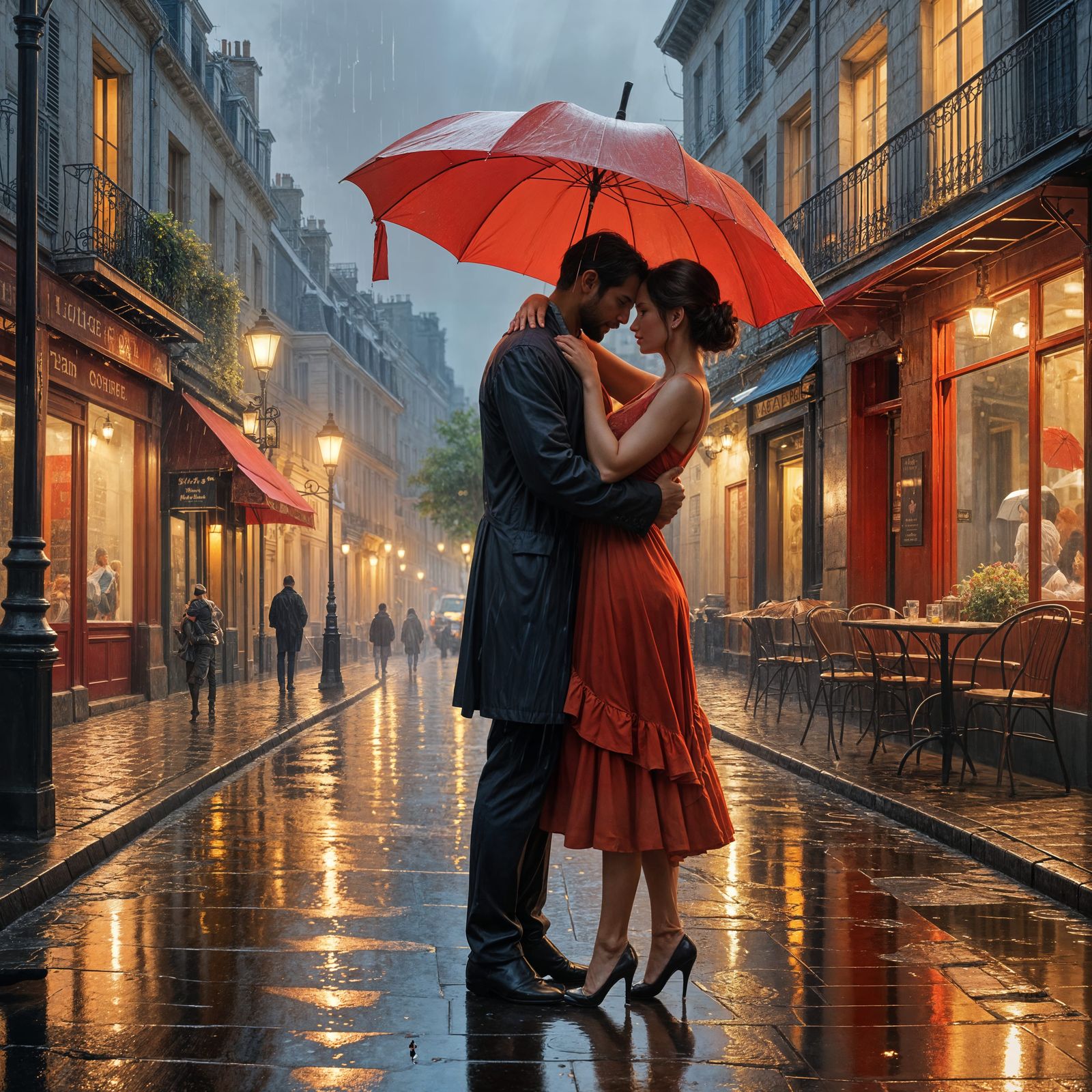 Parisian Romance: Dancing in the Rain at Twilight