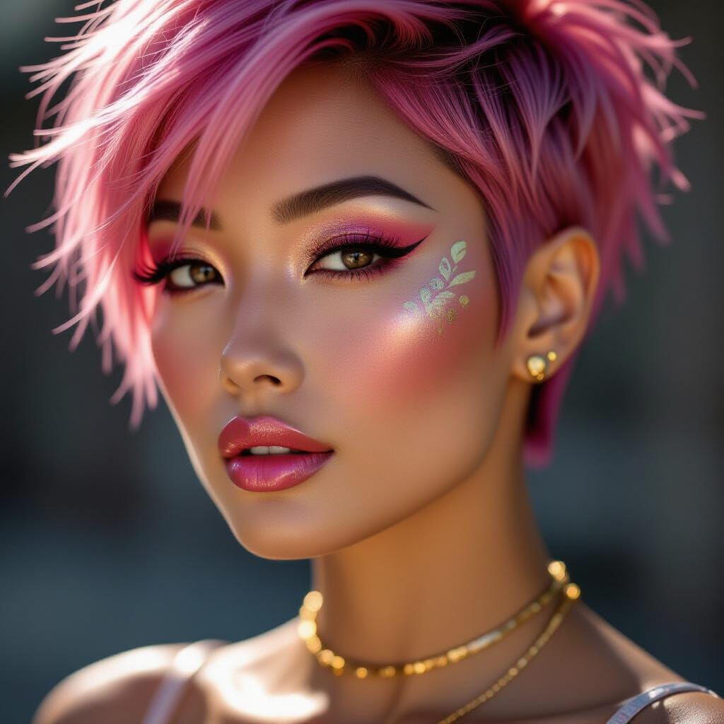 Metallic Makeup Portrait of Asian Woman