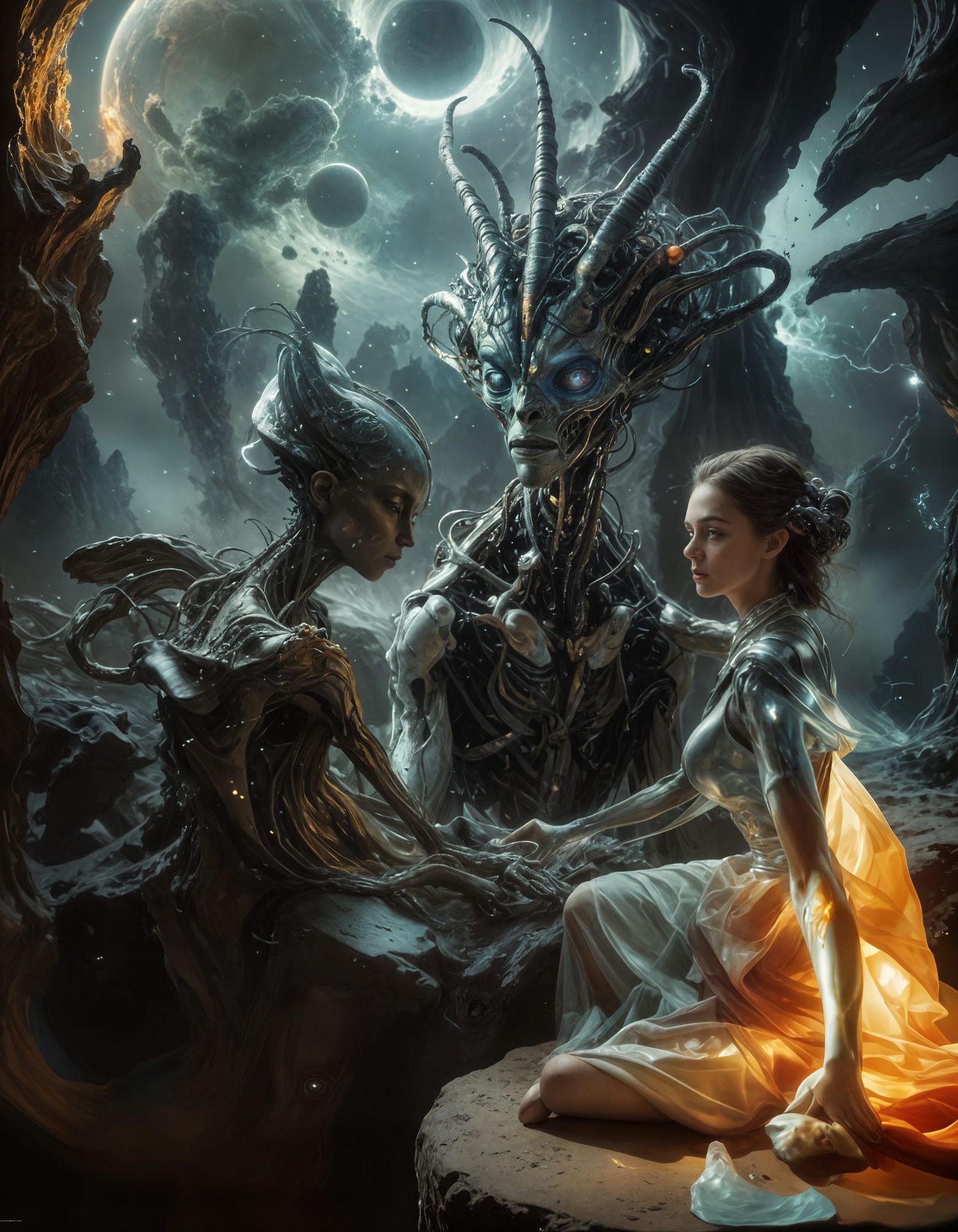 a person-of-light healing an unwell young person