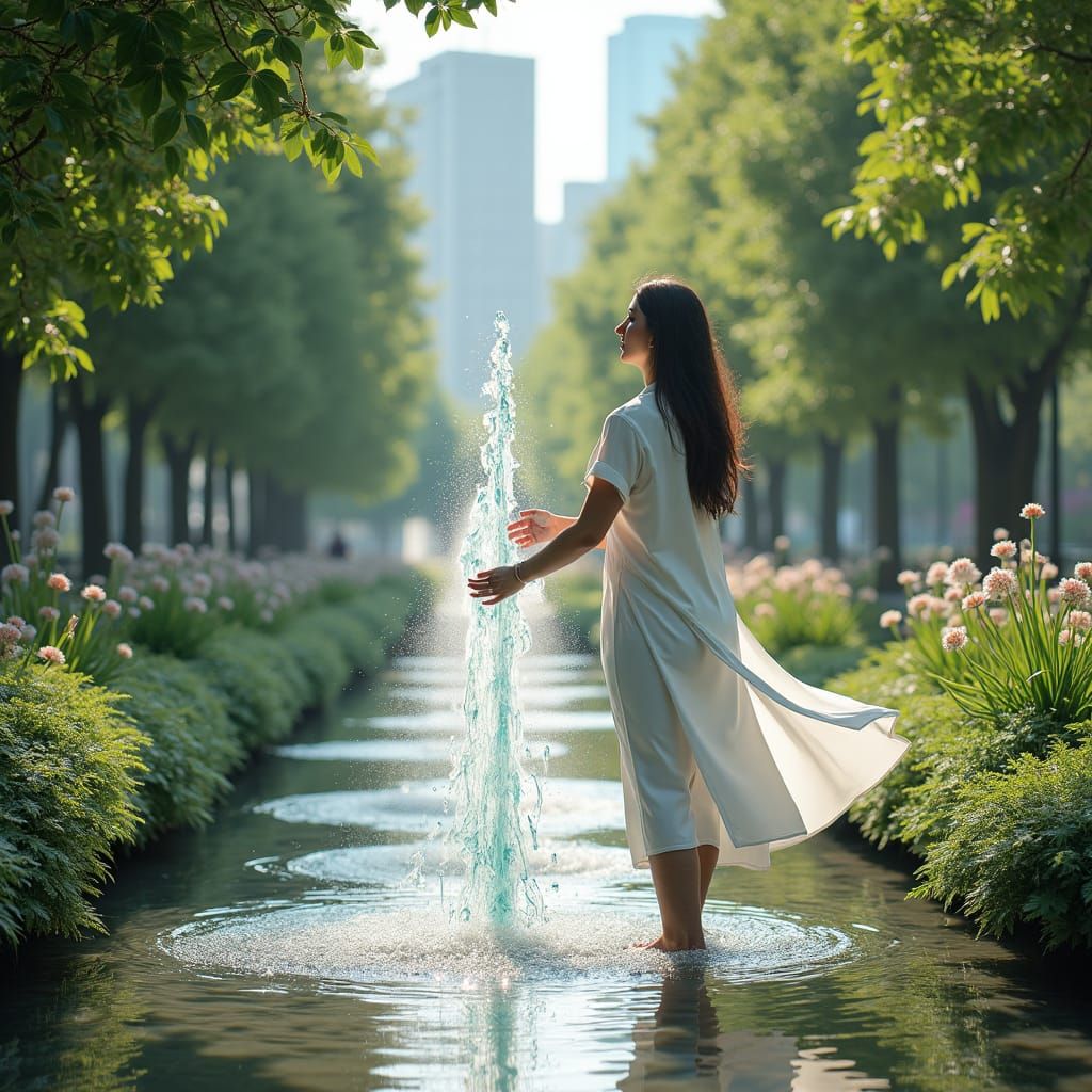 Futuristic Sound-Reactive Fountain Installation in Urban Par...