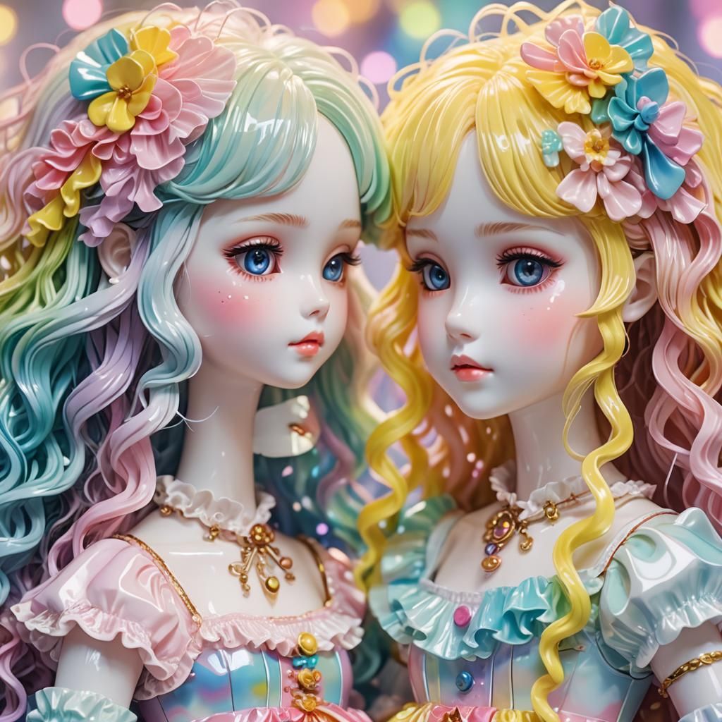Pastel Anime Porcelain Dolls in Kawaii Style