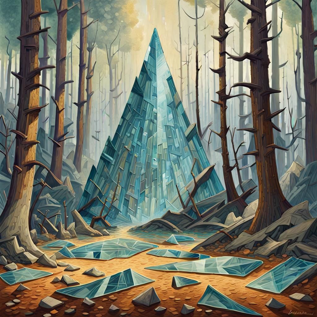 Glass Shard Forest: A Digital Pop Art Landscape