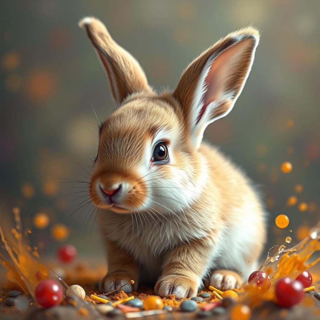 Adorable Baby Bunny in Hyperrealistic Splash Art