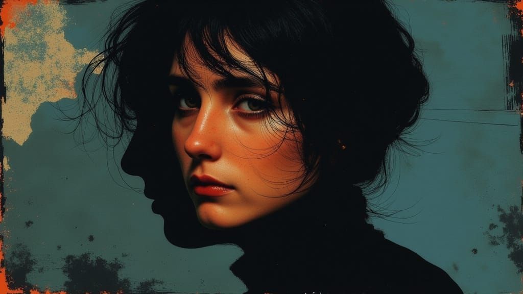 Melancholic Woman Portrait in Concept Art Style
