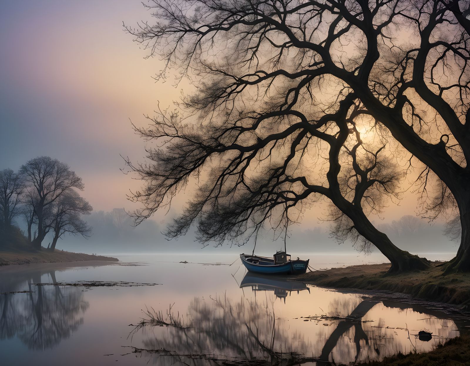 Ethereal Lake Landscape Inspired by Romanticism
