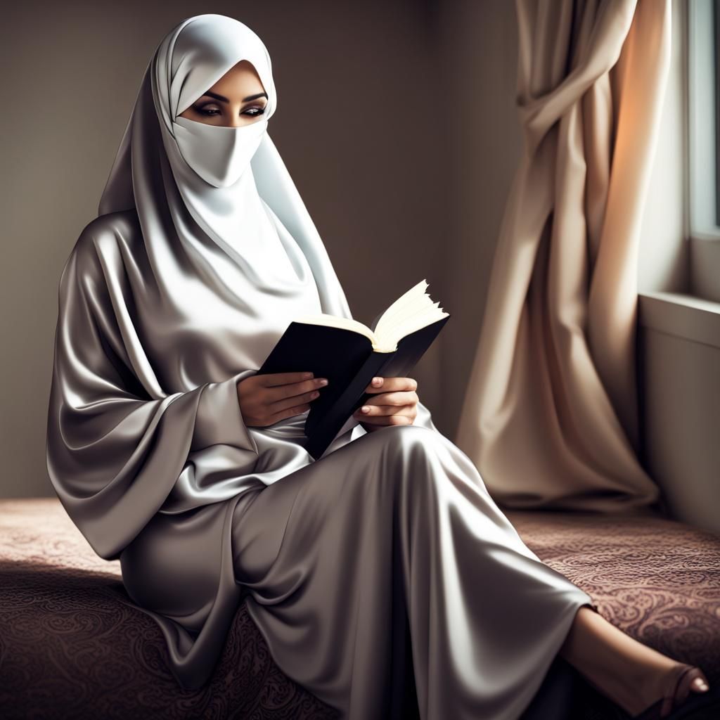Muslim woman reading