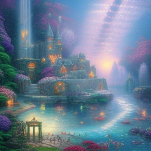 Ethereal Lost Atlantis City in Fantasy Style