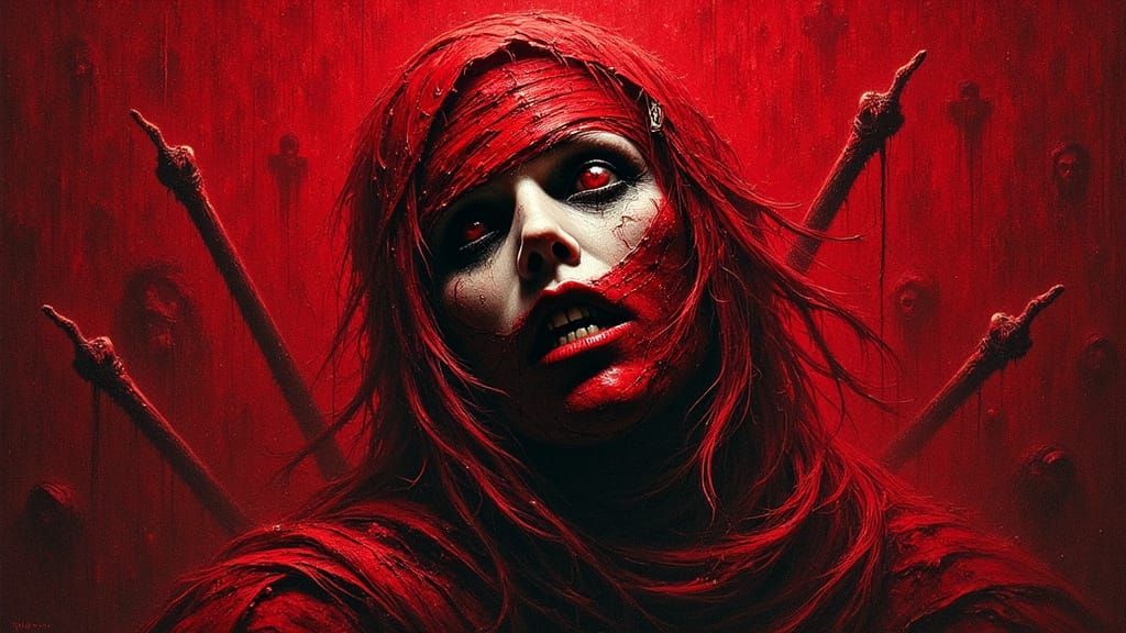 Red Expressionism Art with Bold Strokes